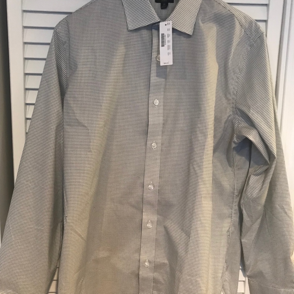 J Crew Ludlow Dress Shirt 16/34 Blue White Grid